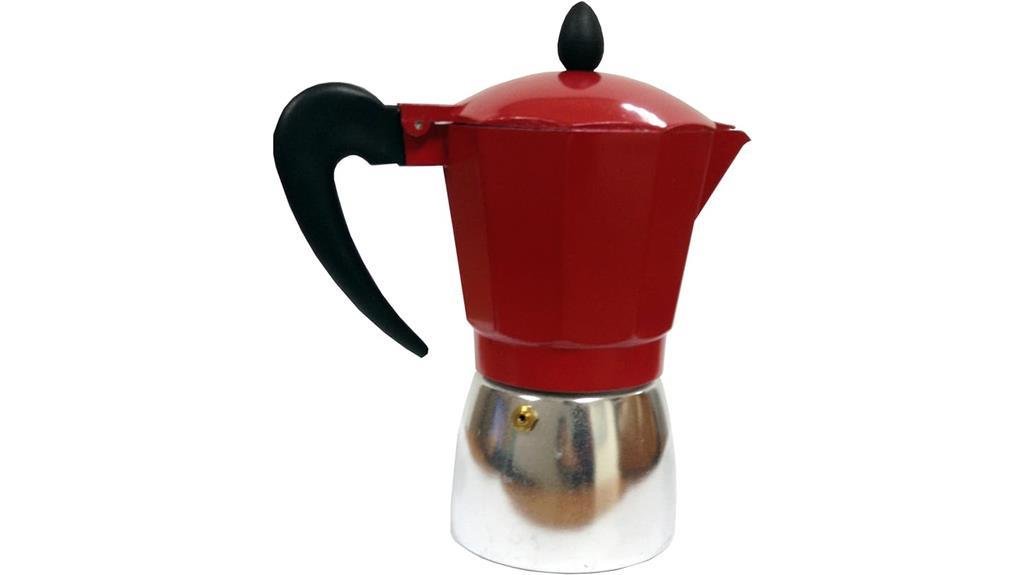 aluminum stovetop coffeemaker 3 cup red